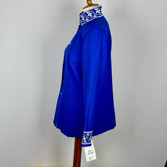 NWT Vtg 90s Helene Blake Long Sleeve Top Sz 12 Royal Blue Silver Formal Event - Picture 5 of 6